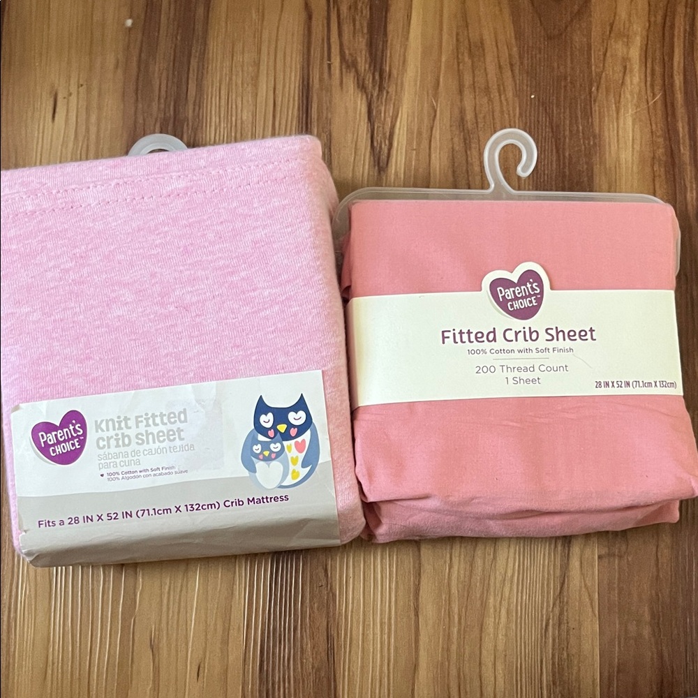 NWT 2 fitted crib sheets pink